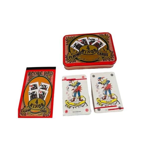 4 Kings Playing Card Set With Score Pad & Tin Case Never been used See photos - Picture 6 of 7